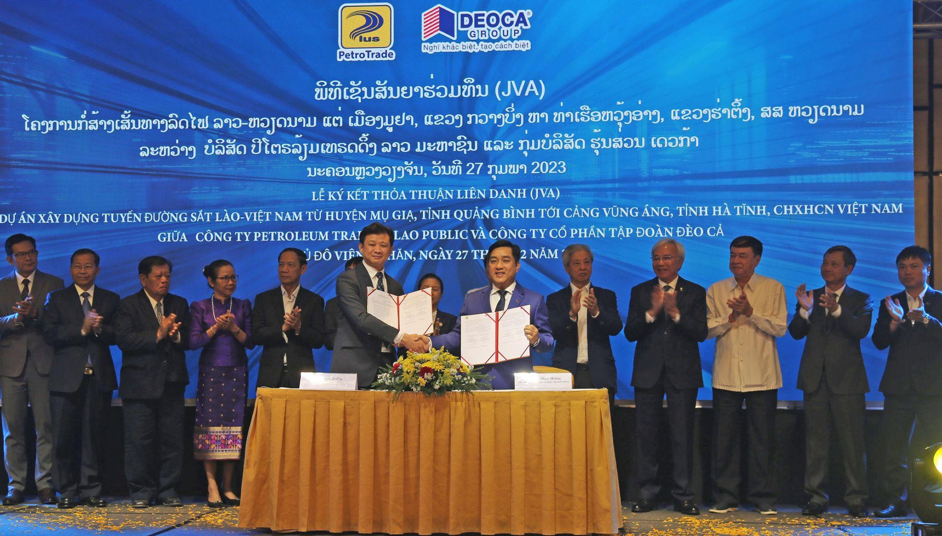 Tập đoàn Đèo Cả ký thỏa thuận xây dựng đường sắt Viêng Chăn - Vũng Áng quy mô 150.000 tỷ đồng, chiều dài 555km