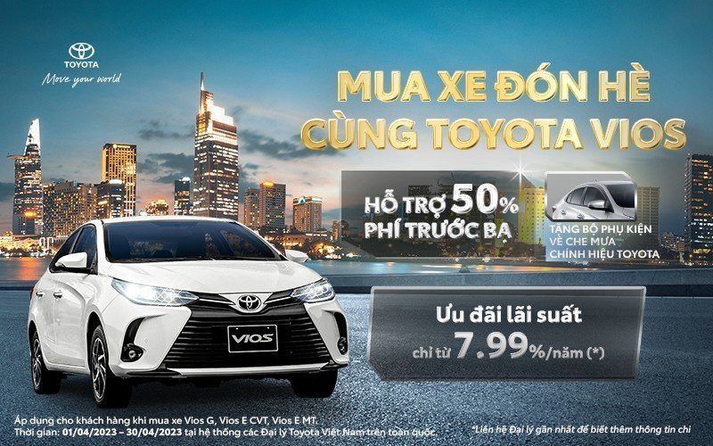 Toyota Vios chào hè với chương trình khuyến mãi hấp dẫn trong tháng 4/2023