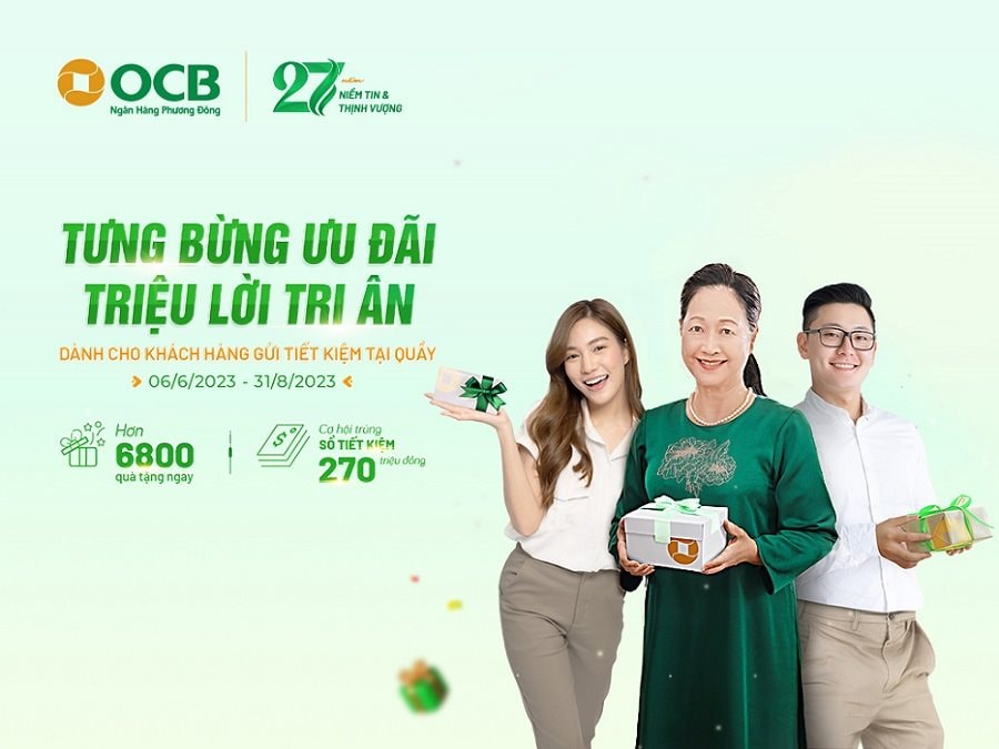 Bạt ngàn quà tặng cho khách hàng khi giao dịch tại OCB từ nay đến hết tháng 8