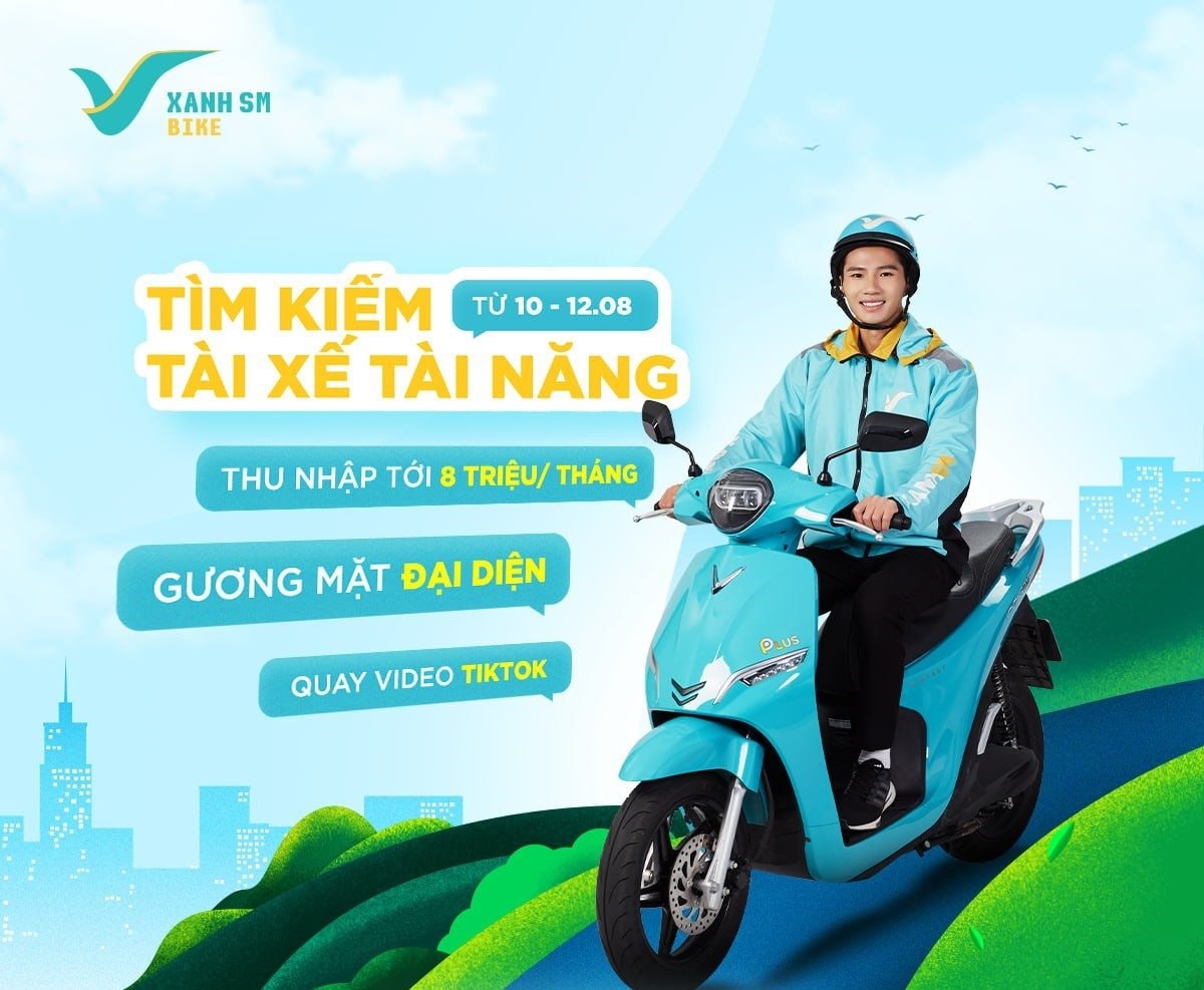 Chơi nổi như 'xe ôm điện' Xanh SM: tuyển Tiktoker về làm tài xế, có thu nhập riêng khi quay video lên tới 8 triệu/tháng