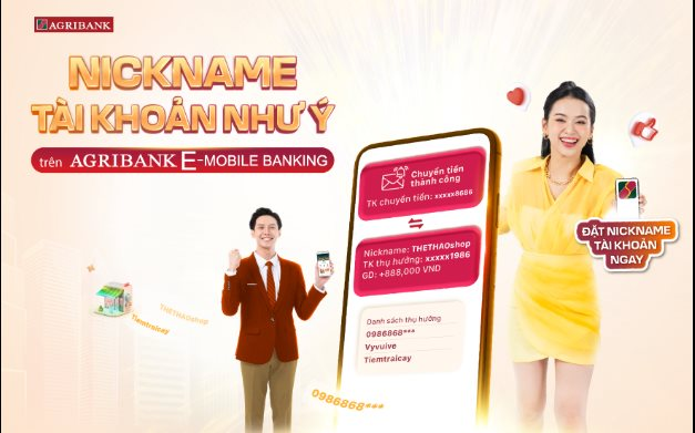 Agribank triển khai chức năng "Quản lý Nickname" trên ứng dụng Agribank E-Mobile Banking