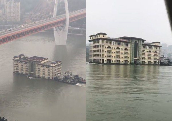 Nhà 5 tầng trôi trên mặt nước gây chấn động mạng xã hội Trung Quốc, lí do đằng sau càng khiến người ta bất ngờ