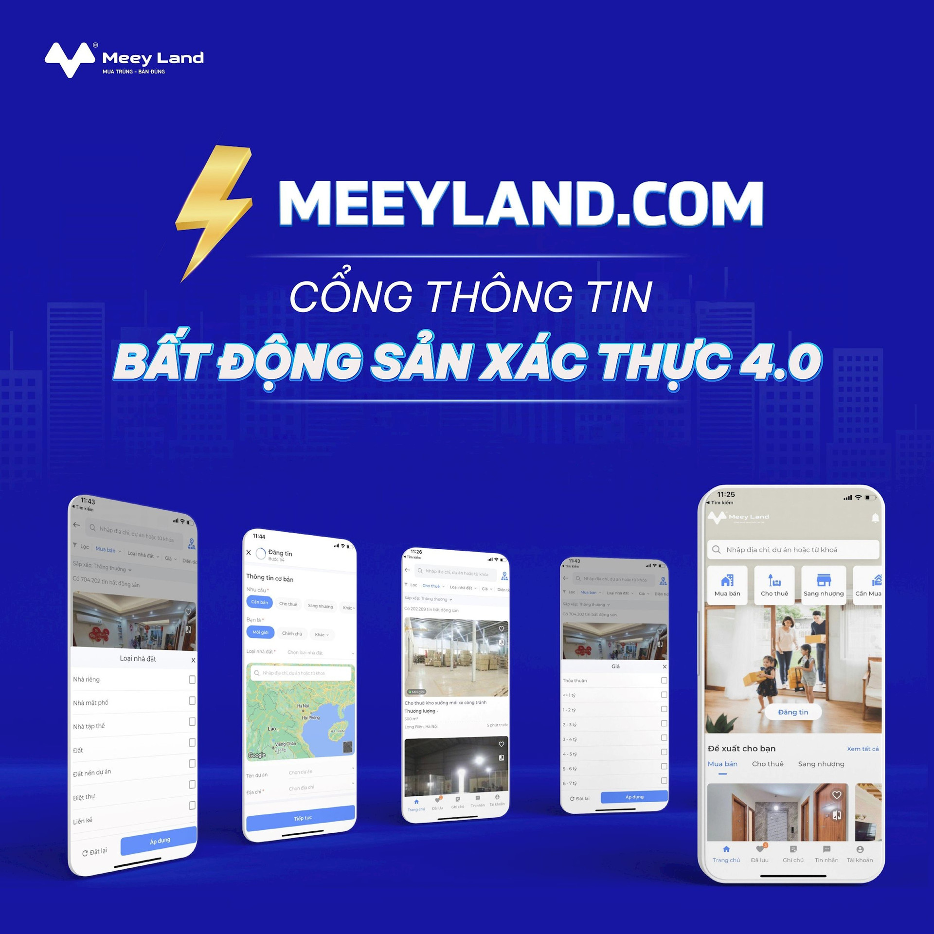 Cổng thông tin bất động sản xác thực 4.0 meeyland.com - Giải pháp tối ưu với mức chi phí hấp dẫn