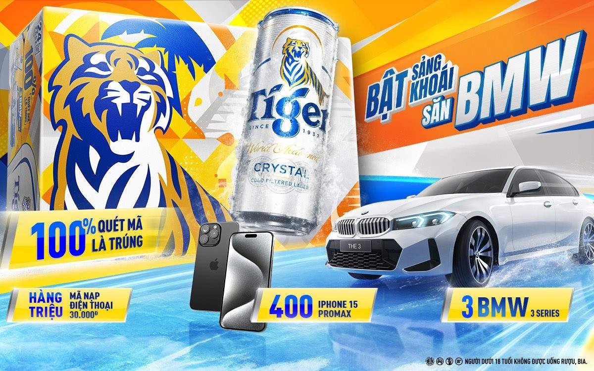 Tiger Crystal tung chương trình khuyến mại "Bật sảng khoái, săn BMW" với tỉ lệ trúng thưởng 100%
