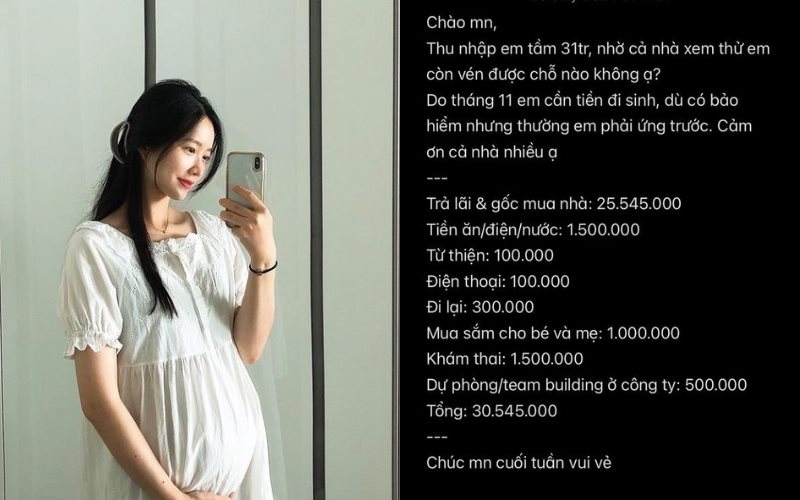 Bảng chi tiêu khiến CĐM “rùng mình”: Tiền trả nợ chiếm 82% thu nhập, đang có bầu nhưng tiền ăn cả tháng chỉ 1,5 triệu quay đầu