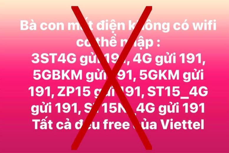 Cảnh báo tin giả kêu gọi đăng ký 4G Viettel miễn phí khi mất điện do ảnh hưởng của bão lũ