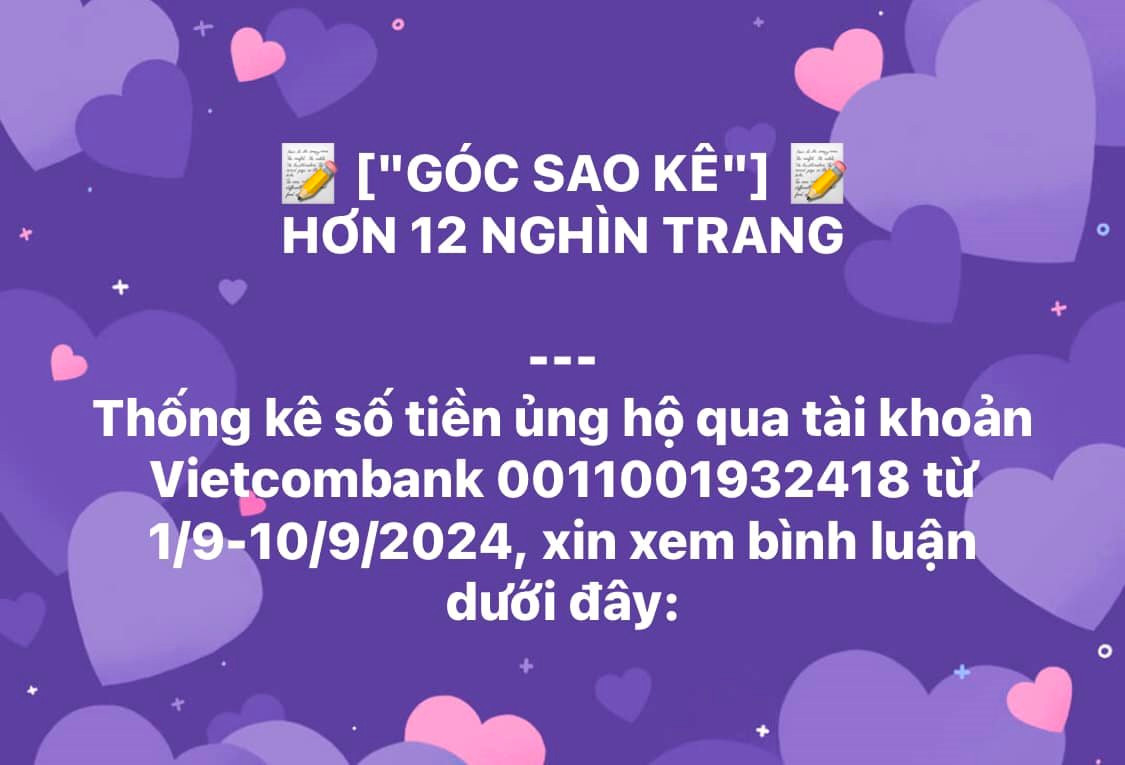 Mặt trận Tổ quốc Việt Nam công bố 12.000 trang sao kê số tiền ủng hộ đồng bào chịu ảnh hưởng bão lũ qua tài khoản Vietcombank