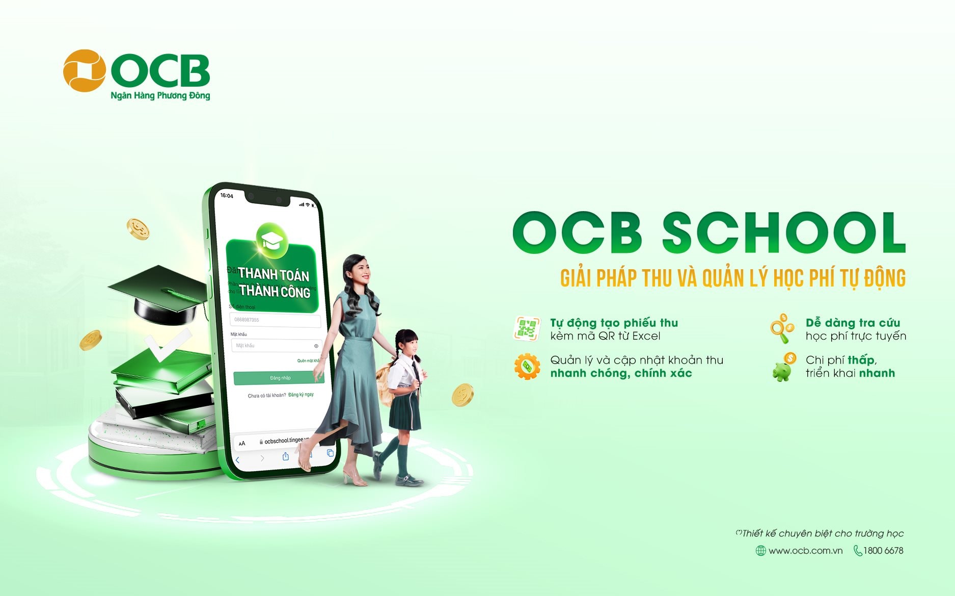 OCB School, giải pháp thu và quản lý học phí tự động dành cho cơ sở giáo dục