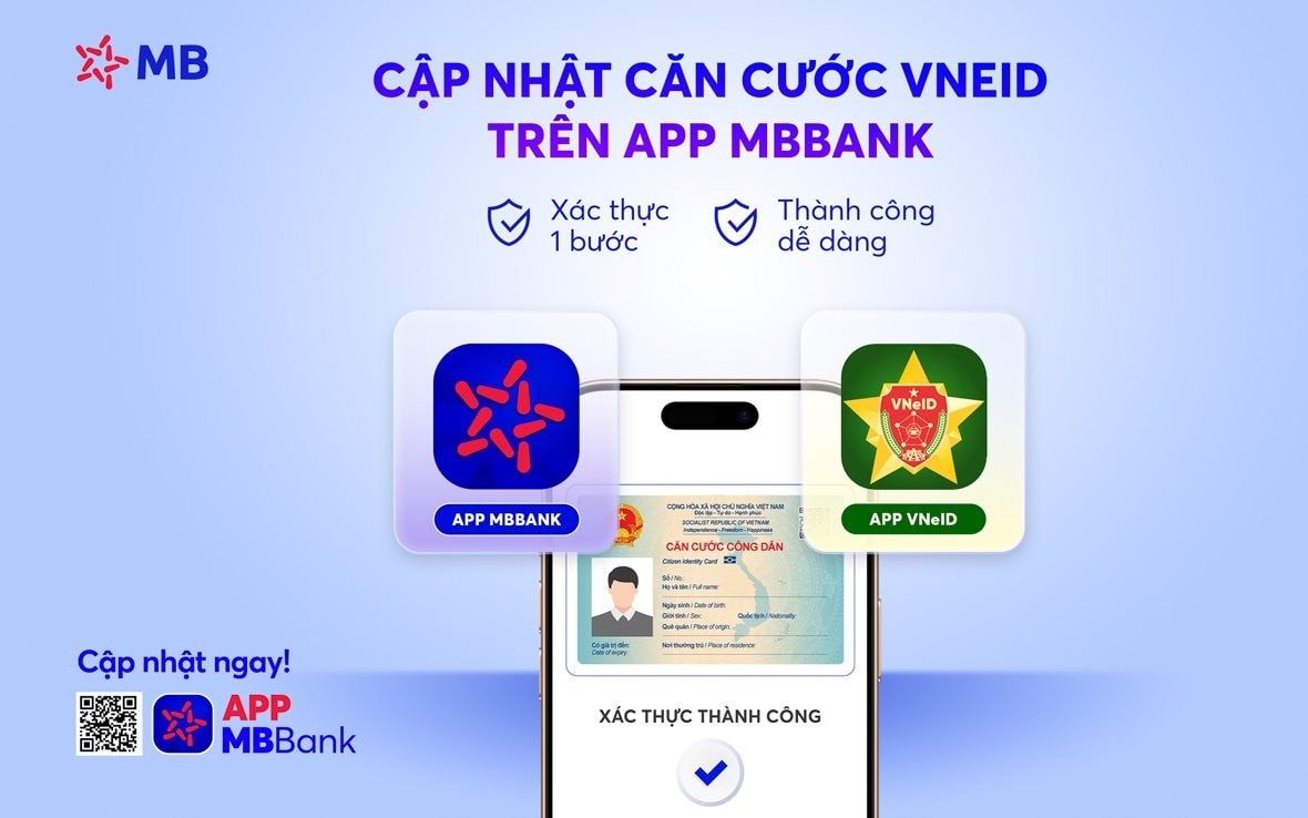 App MBBank hỗ trợ cập nhật căn cước qua VNeID