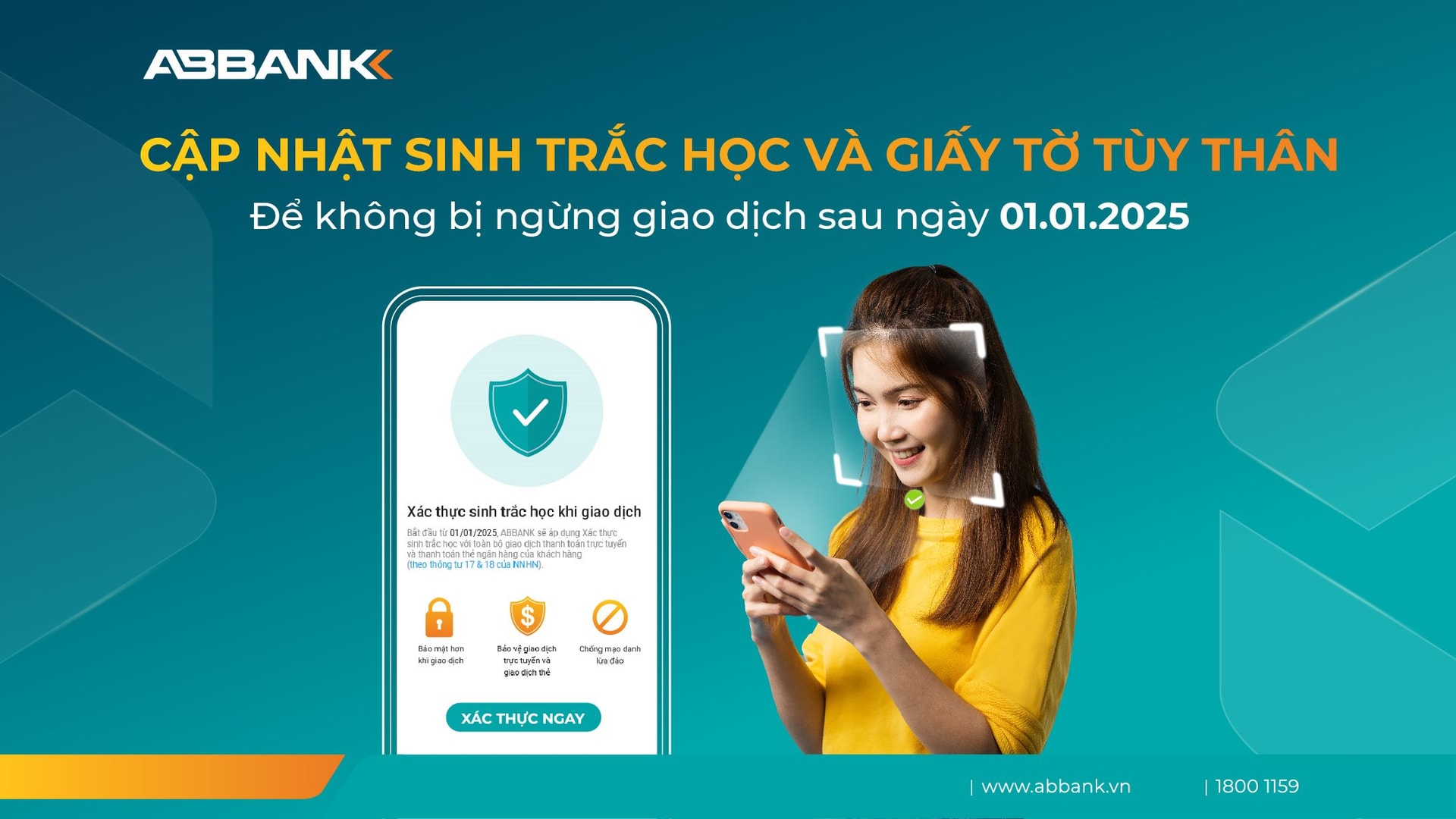 ABBANK khuyến nghị khách hàng sớm hoàn tất cập nhật thông tin sinh trắc học