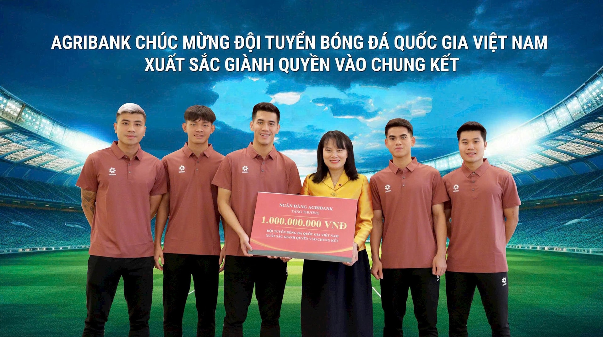 Agribank tặng thưởng 1 tỷ đồng cho Đội tuyển Bóng đá Quốc gia Việt Nam