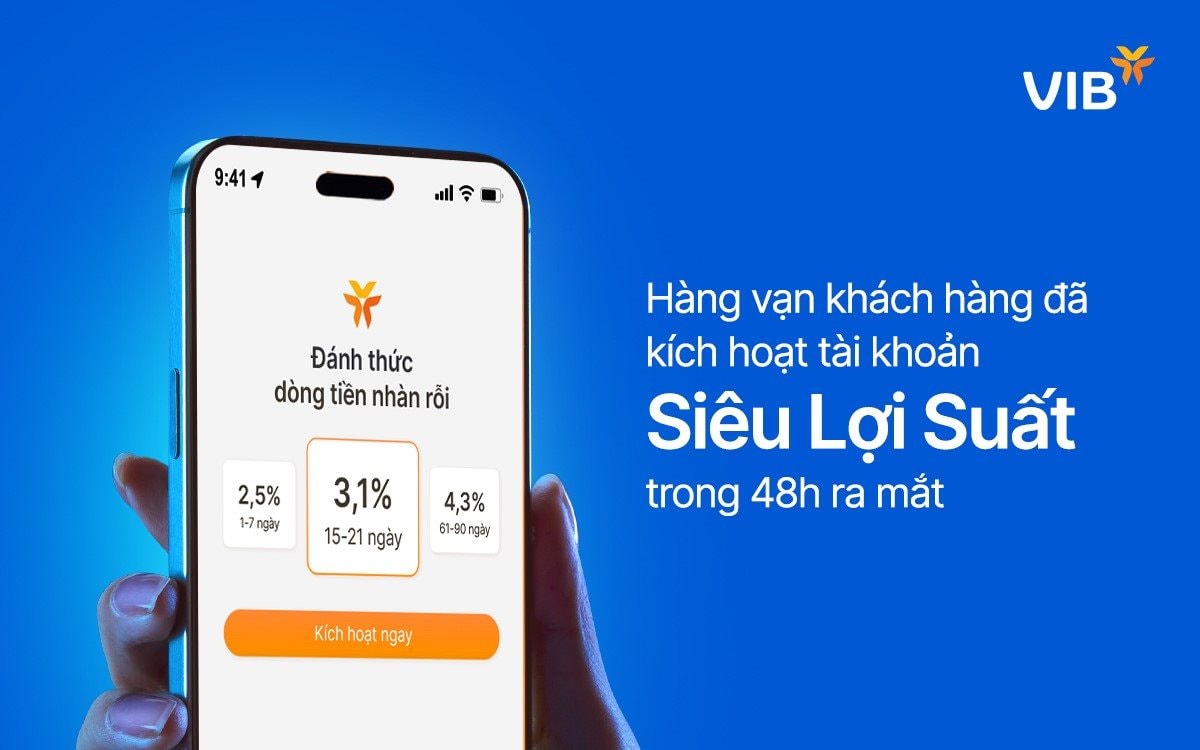 Sức hút tài khoản Siêu Lợi Suất của VIB - Hàng vạn khách hàng đã kích hoạt trong 48h ra mắt