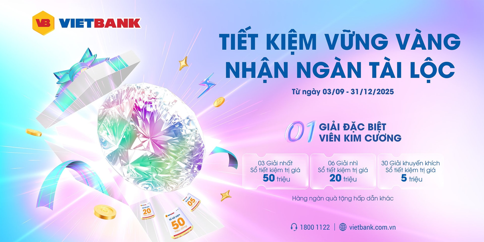 VietBank tung khuyến mại gần 5 tỷ đồng, cơ hội trúng viên kim cương 500 triệu đồng