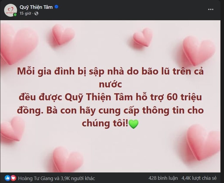 Quỹ Thiện Tâm của Vingroup kích hoạt gói hỗ trợ khẩn cấp đồng bào bão lụt, mức hỗ trợ lên đến 100 triệu đồng/người: Hướng dẫn đăng ký thông tin