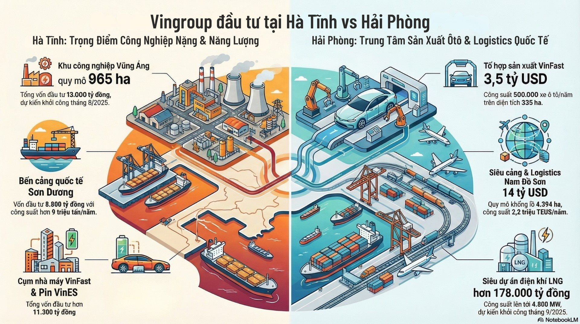 Tỷ phú Phạm Nhật Vượng chọn 2 quê hương làm địa điểm cho loạt dự án tỷ USD từ ô tô điện, bến cảng, thép, LNG đến các khu đô thị