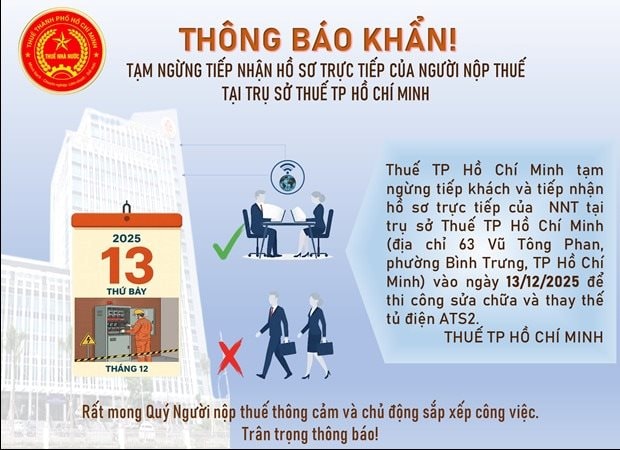 Thuế TP.HCM thông báo khẩn đến doanh nghiệp và người dân trên địa bàn