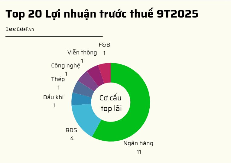 20 DN niêm yết có lợi nhuận trước thuế lớn nhất năm 2025: VinHomes vượt qua loạt ngân hàng giữ vị trí đầu bảng, 2 doanh nghiệp BĐS tăng trên 1.000%