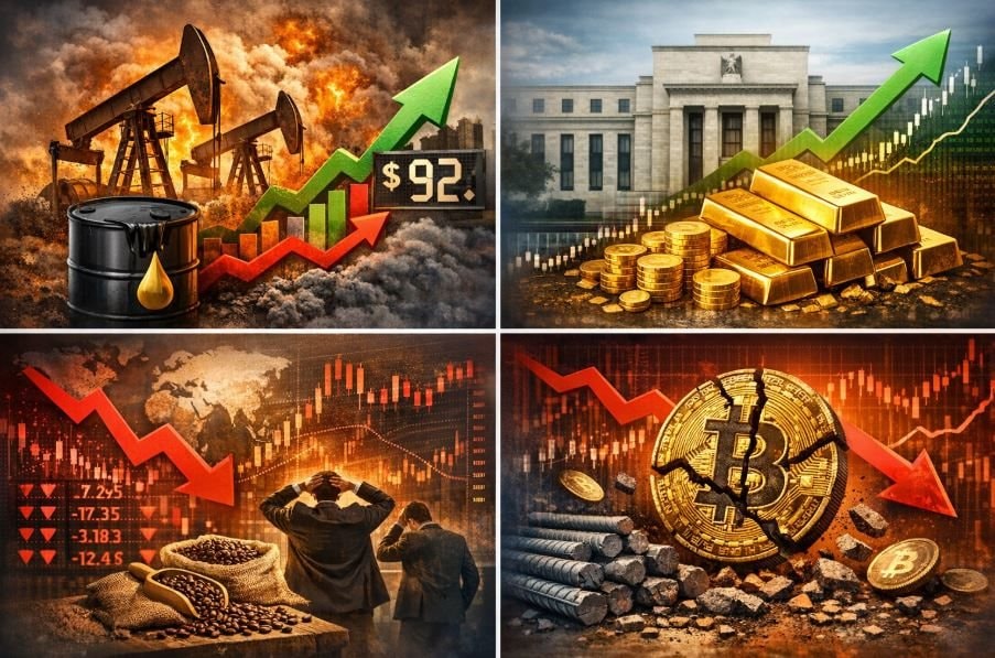 Thị trường ngày 8/3: Dầu lập sóng lớn, vàng tăng trở lại, Bitcoin giảm sâu