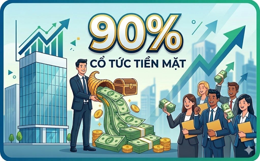 Một doanh nghiệp chốt ngày trả cổ tức 90% bằng tiền mặt 