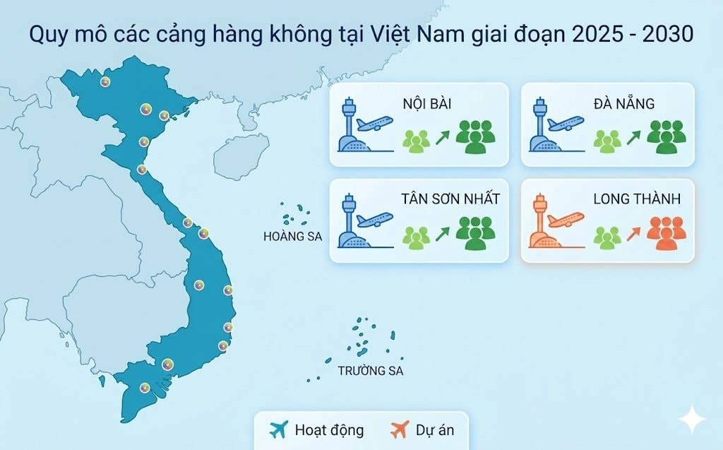 Bùng nổ hạ tầng hàng không Việt Nam: “Đại chu kỳ” mở rộng để đáp ứng 300 triệu lượt khách mỗi năm 