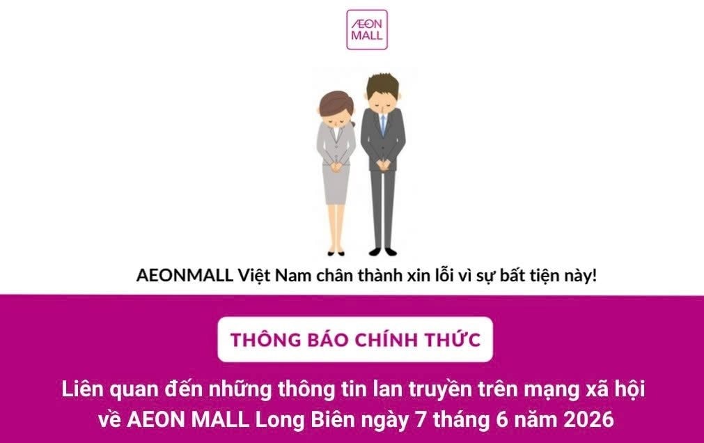 AEON MALL Long Biên lên tiếng vụ người phụ nữ tố bị quy chụp "ăn cắp đồ"