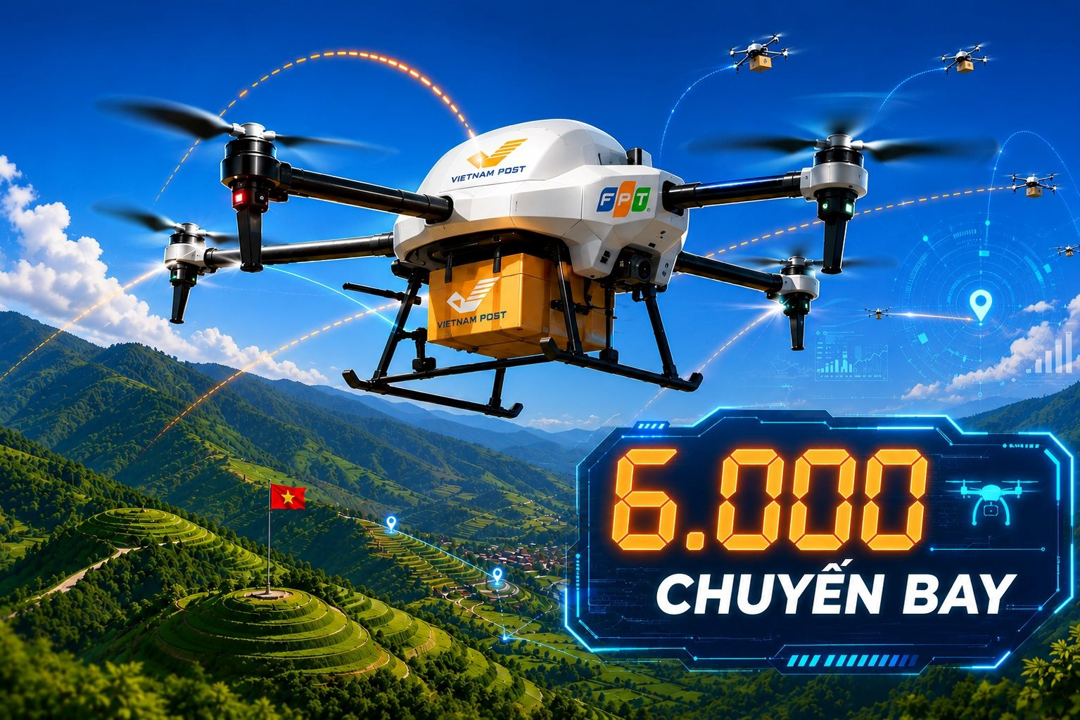 FPT, Vietnam Post... được phép bay 6.000 chuyến UAV trên bầu trời Điện Biên 