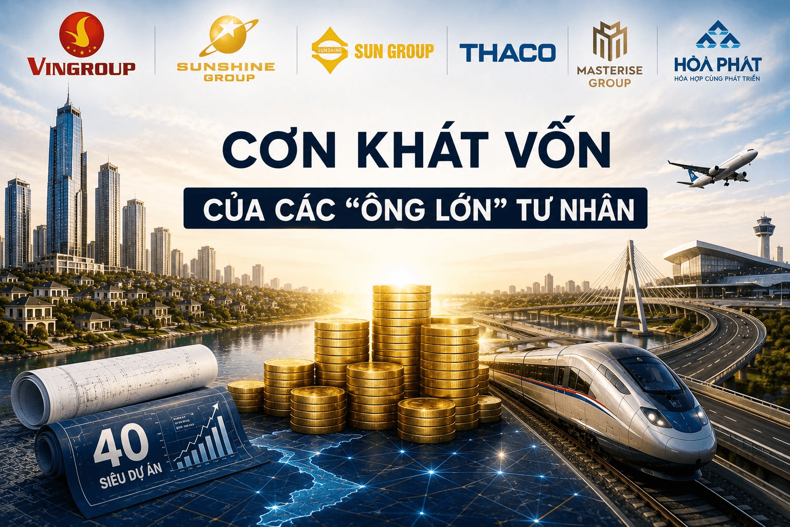 Cơn khát vốn khổng lồ: 6 "đại gia" tư nhân Việt Nam cần gần 5 triệu tỷ đồng cho các siêu dự án