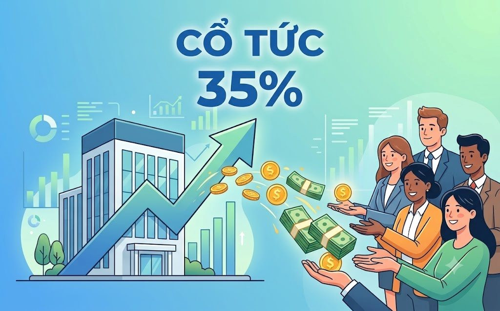 Một công ty chốt ngày chia cổ tức tiền mặt 35% 