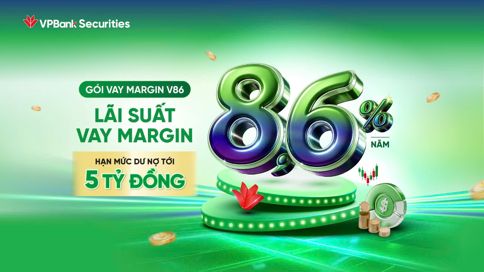 VPBankS ra mắt hai gói margin: Hạn mức tới 30 tỷ hoặc lãi suất chỉ từ 8,6%/năm
