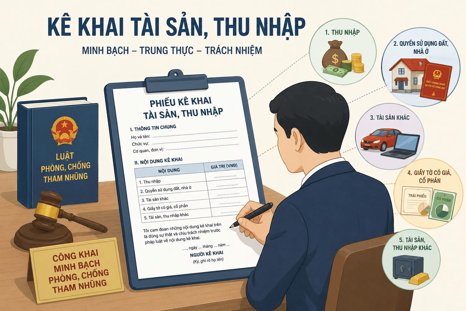 Chính thức từ tháng 7, những trường hợp sau sẽ phải kê khai tài sản, thu nhập, gồm cả tài khoản ngân hàng, sổ tiết kiệm, sổ đỏ...