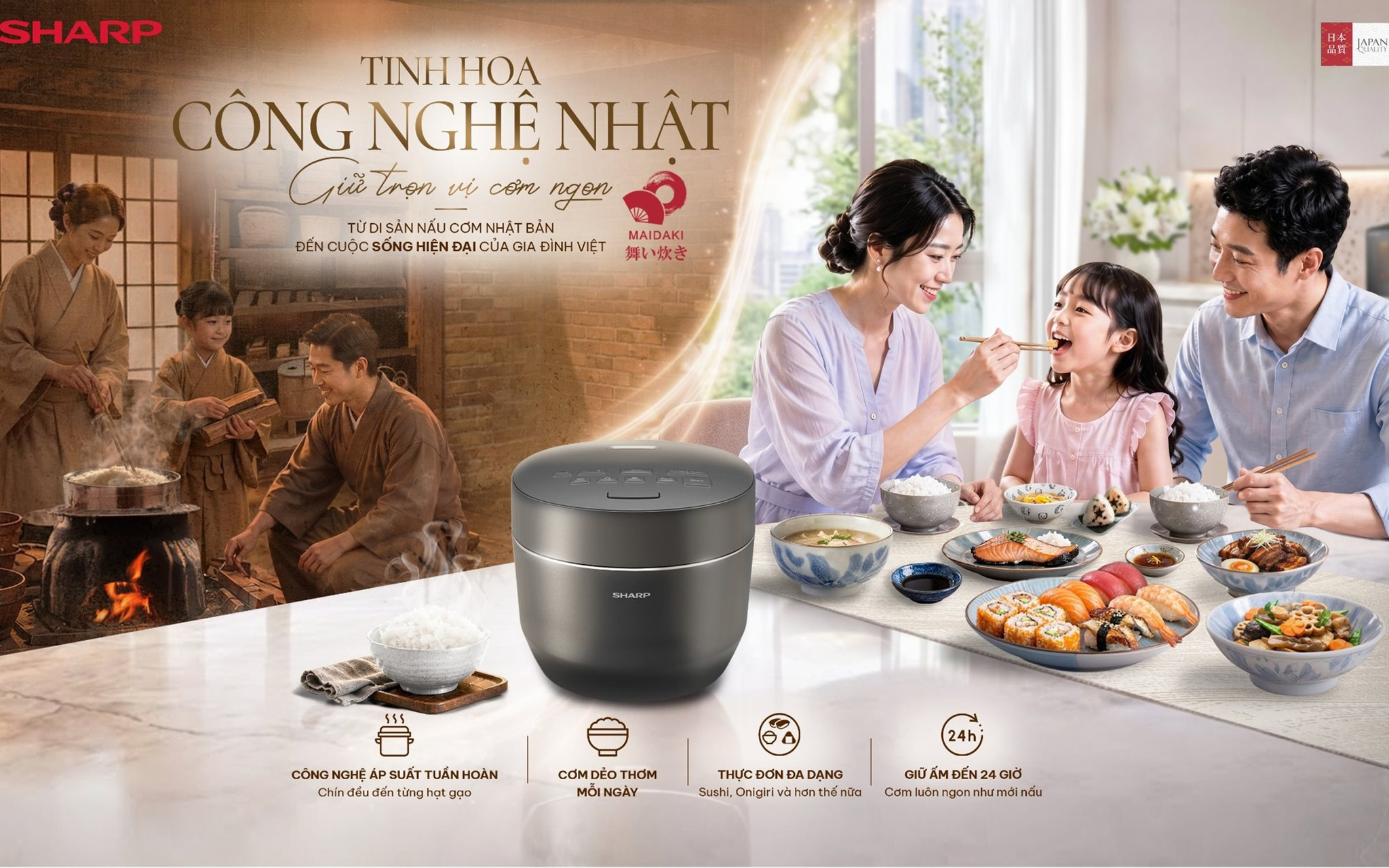 Sharp Maidaki – Tinh hoa nấu cơm chuẩn Nhật cho gia đình Việt