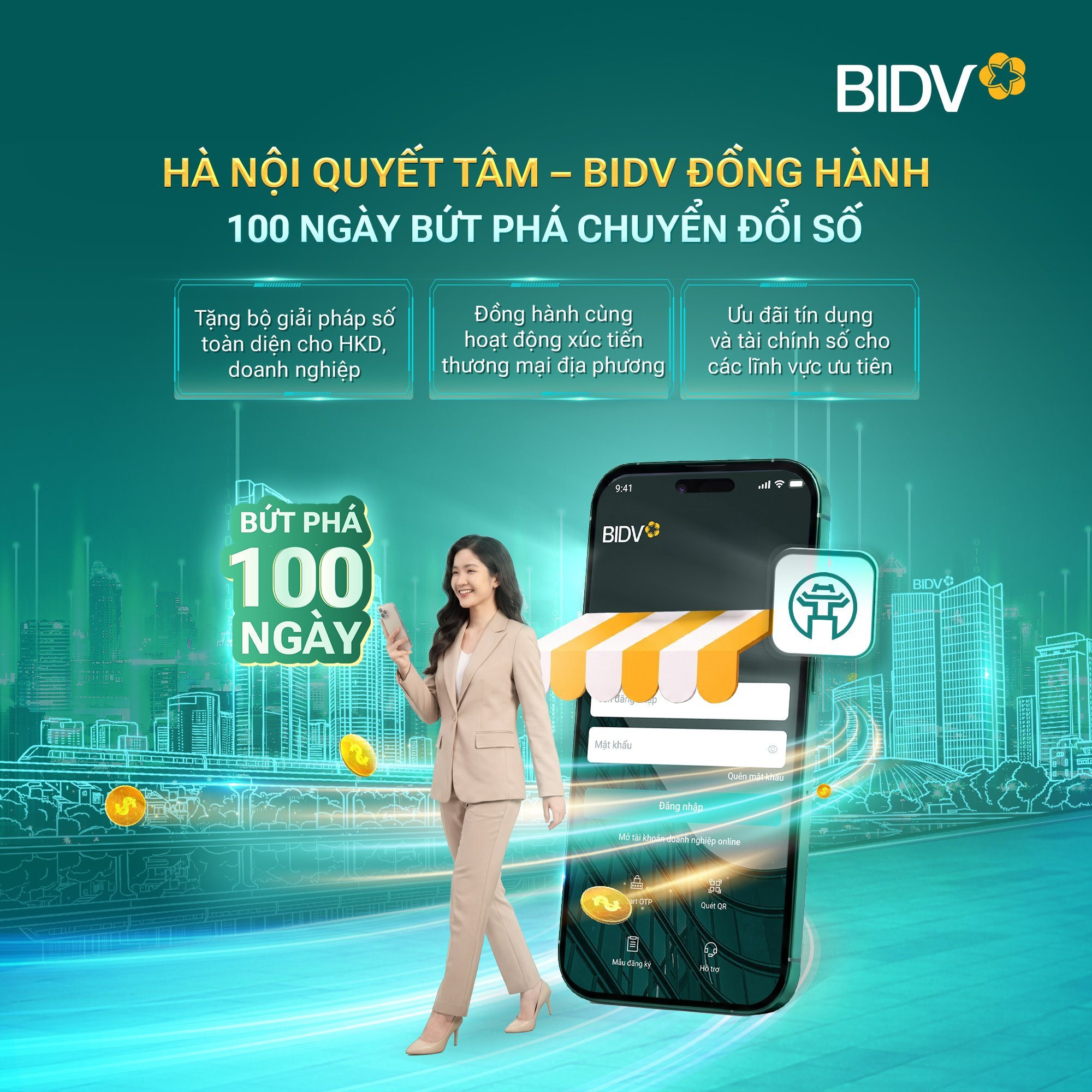 “100 ngày chuyển đổi số” tại Thủ đô: BIDV và những giải pháp trợ lực công nghệ, tài chính