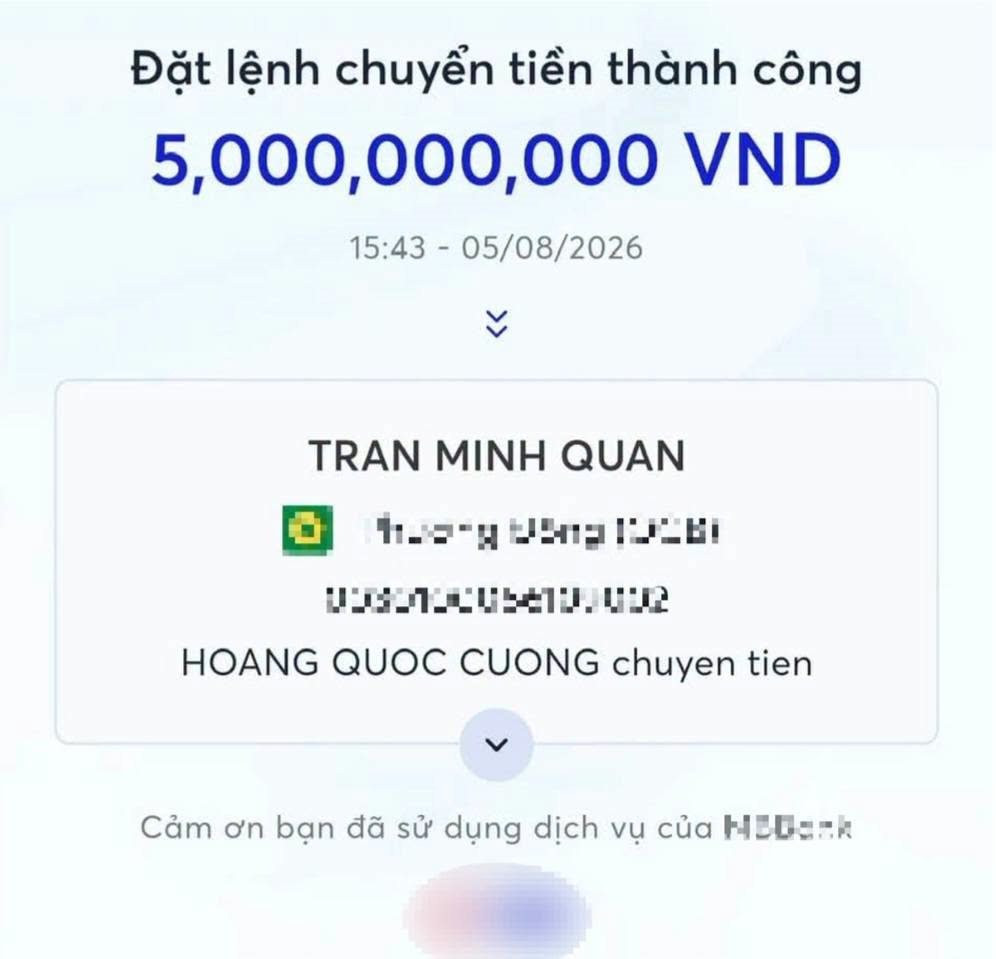 Tài khoản ngân hàng phát sinh 12 giao dịch chuyển khoản liên tiếp với tổng 5 tỷ đồng: Người đàn ông được công an mời làm việc