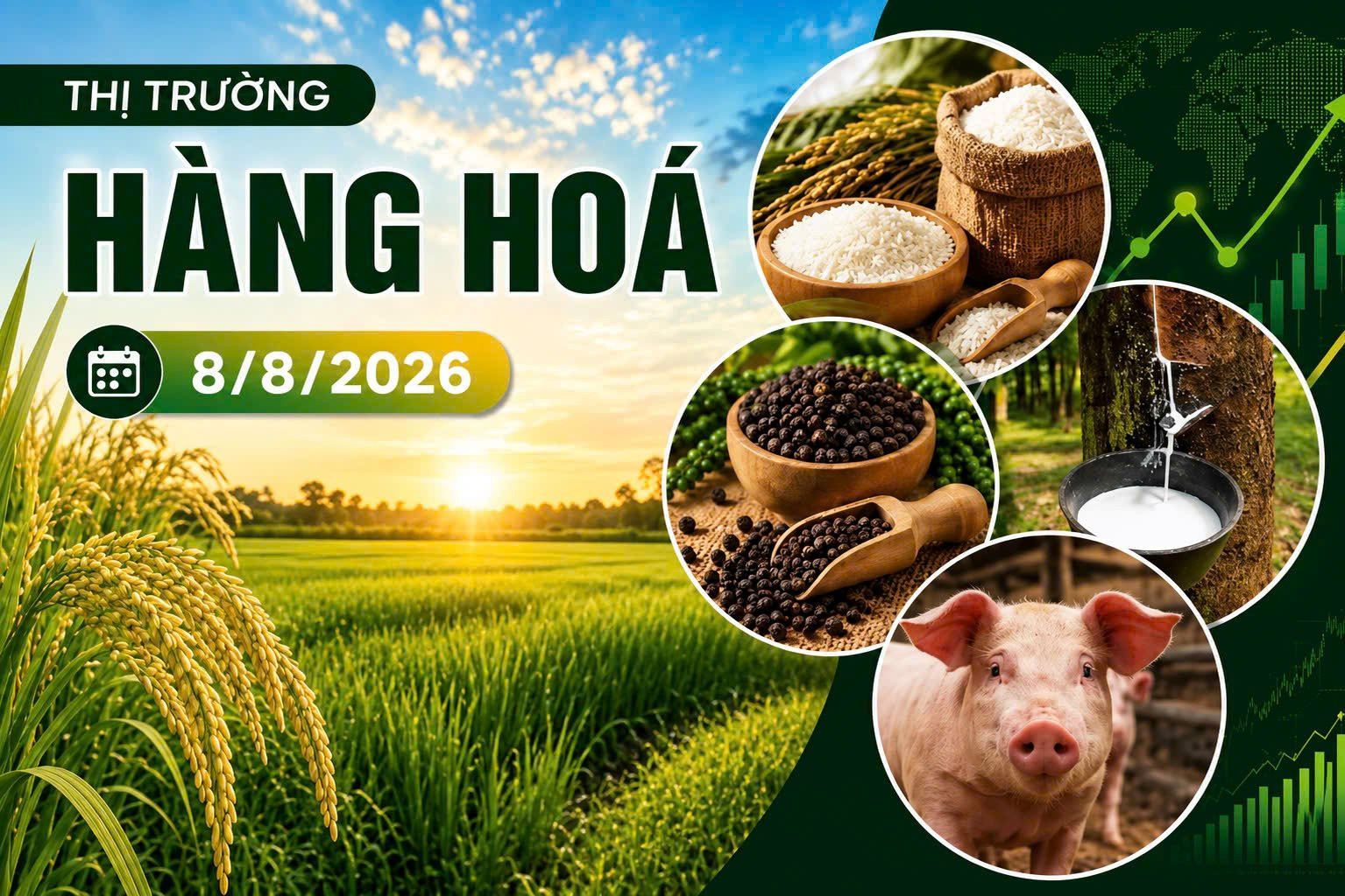 Thị trường hàng hóa 8/8: Cao su bật tăng, heo hơi lao dốc

