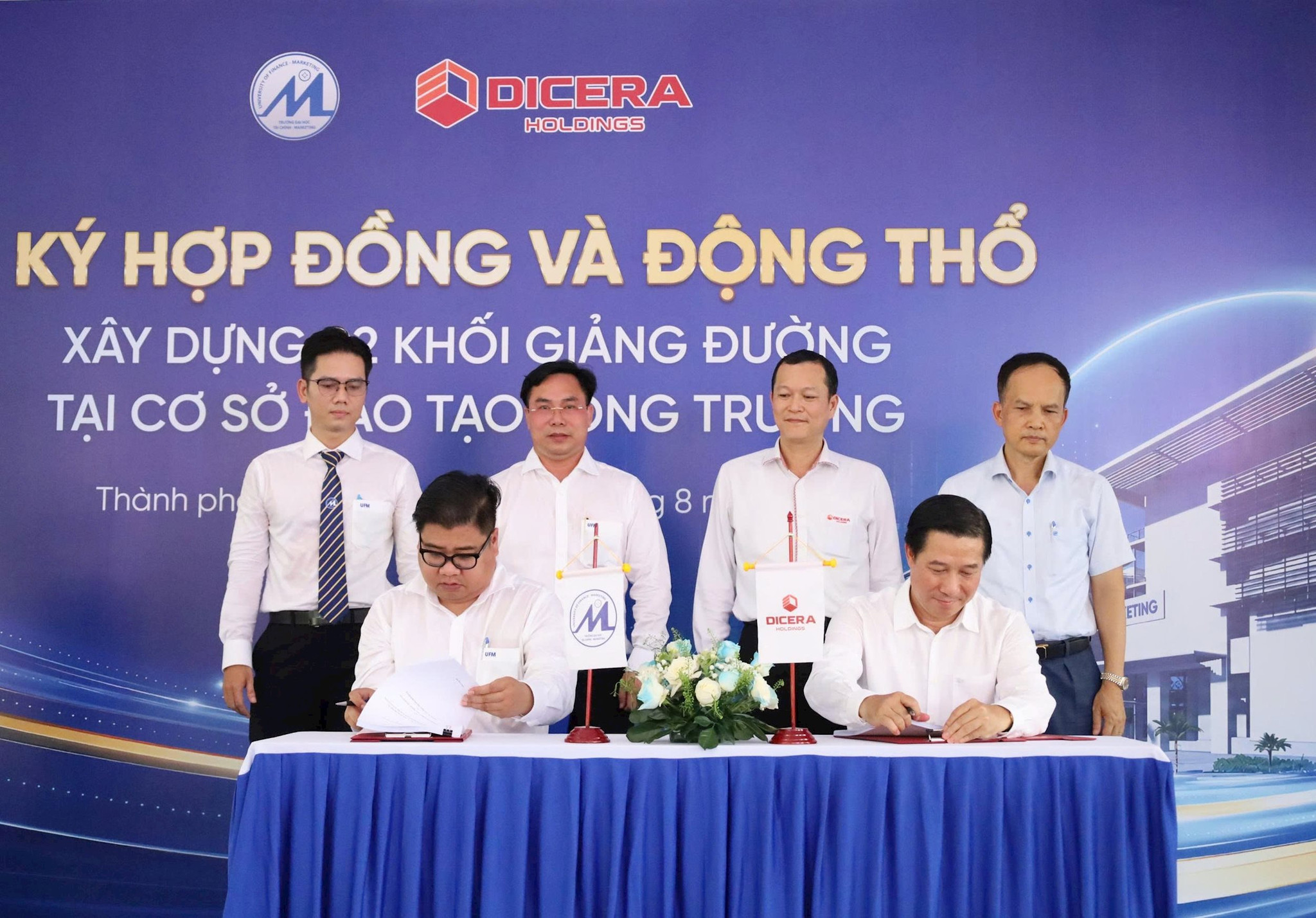 DICERA Holdings ký kết hợp đồng và động thổ dự án xây dựng 02 khối giảng đường tại cơ sở đào tạo Long Trường