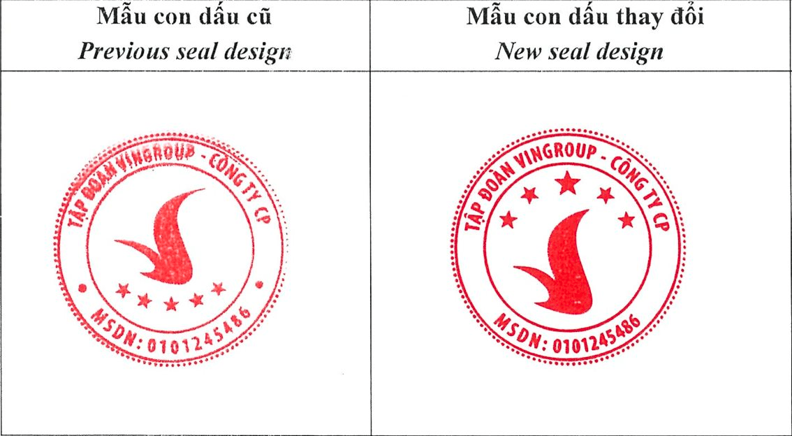 Từ hôm nay, Vingroup chính thức có mẫu con dấu mới