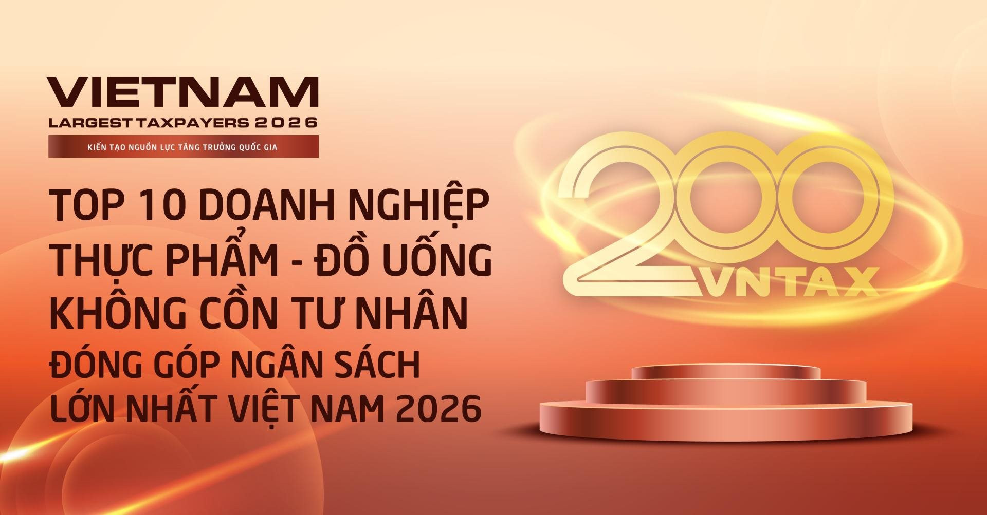 Công bố 10 doanh nghiệp thực phẩm - đồ uống không cồn tư nhân nộp ngân sách lớn nhất Việt Nam 2026