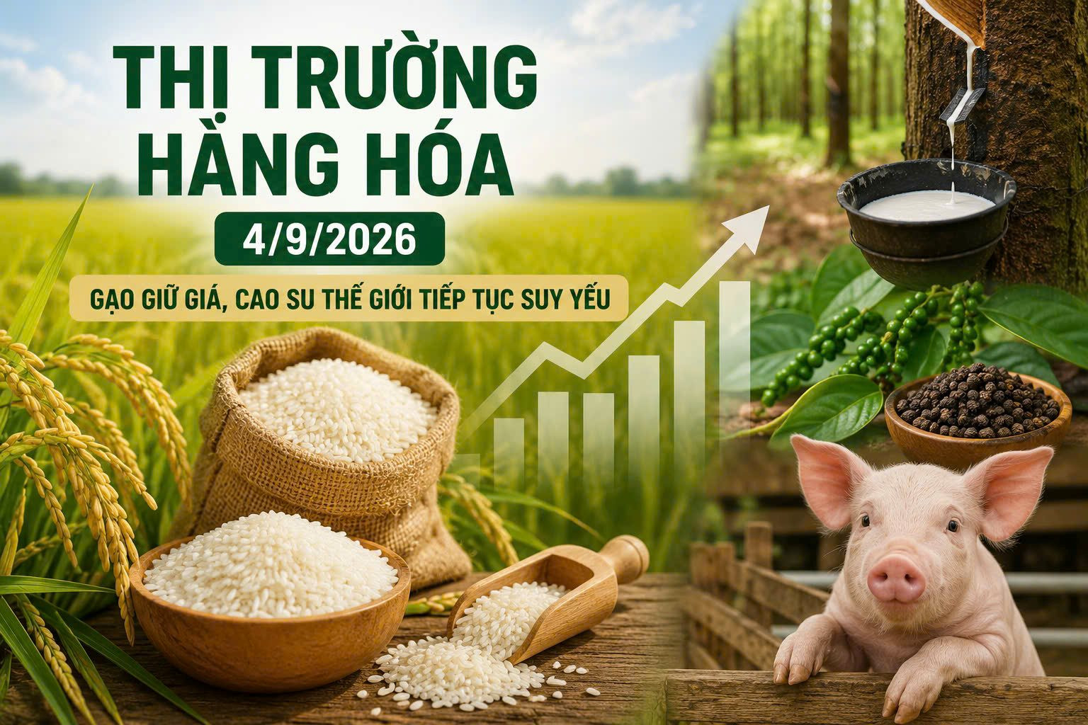 Thị trường hàng hóa 4/9: Gạo giữ giá, cao su thế giới tiếp tục suy yếu