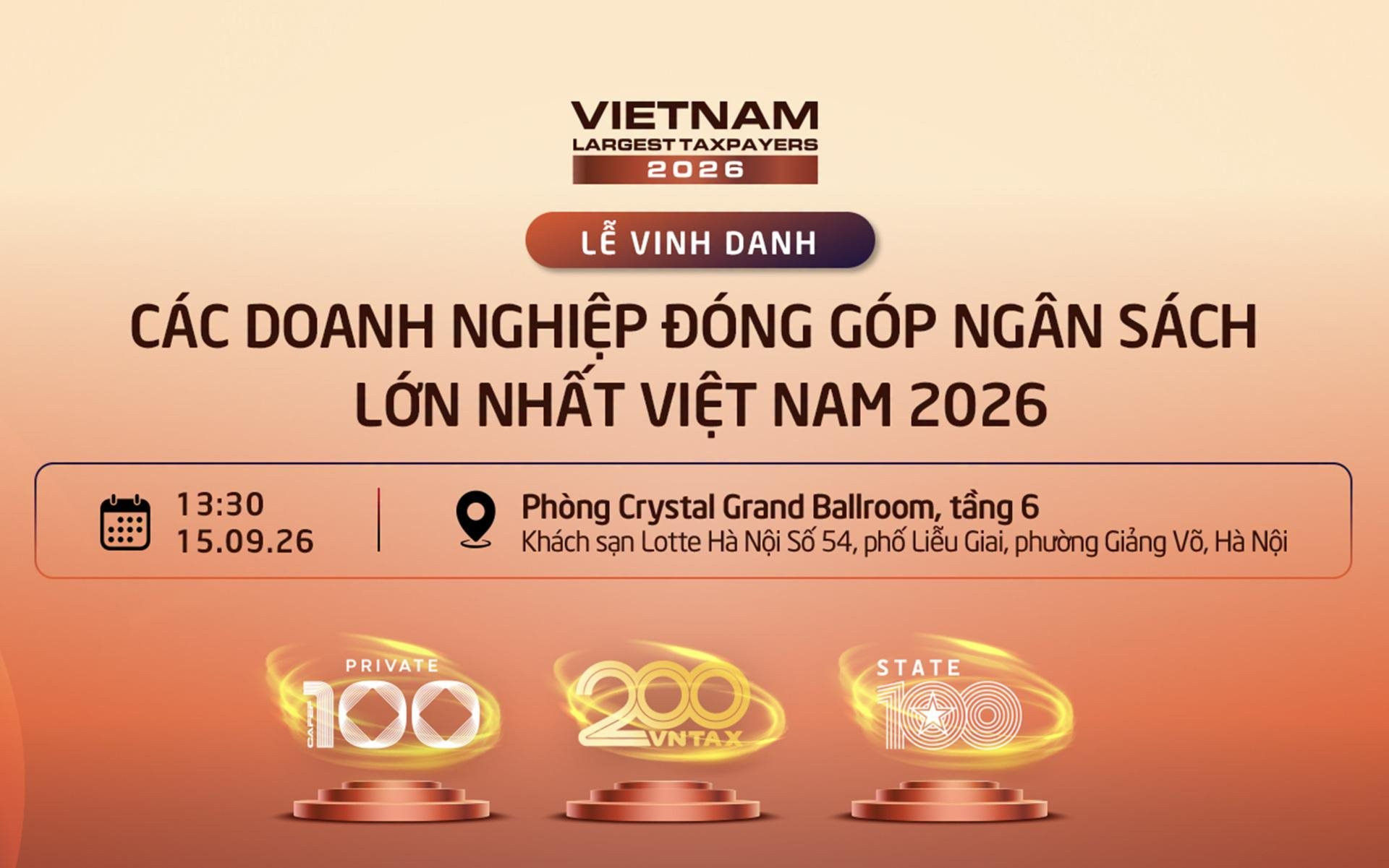 Sắp diễn ra Lễ vinh danh VNTAX 2026 và Tọa đàm “Kiến tạo nguồn lực tăng trưởng quốc gia”