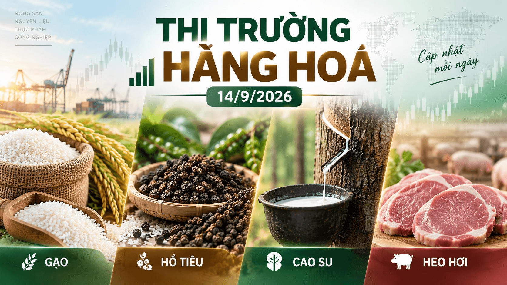 Thị trường hàng hóa ngày 14/9: Giá tiêu tăng mạnh, heo hơi mất mốc 60.000 đồng/kg
