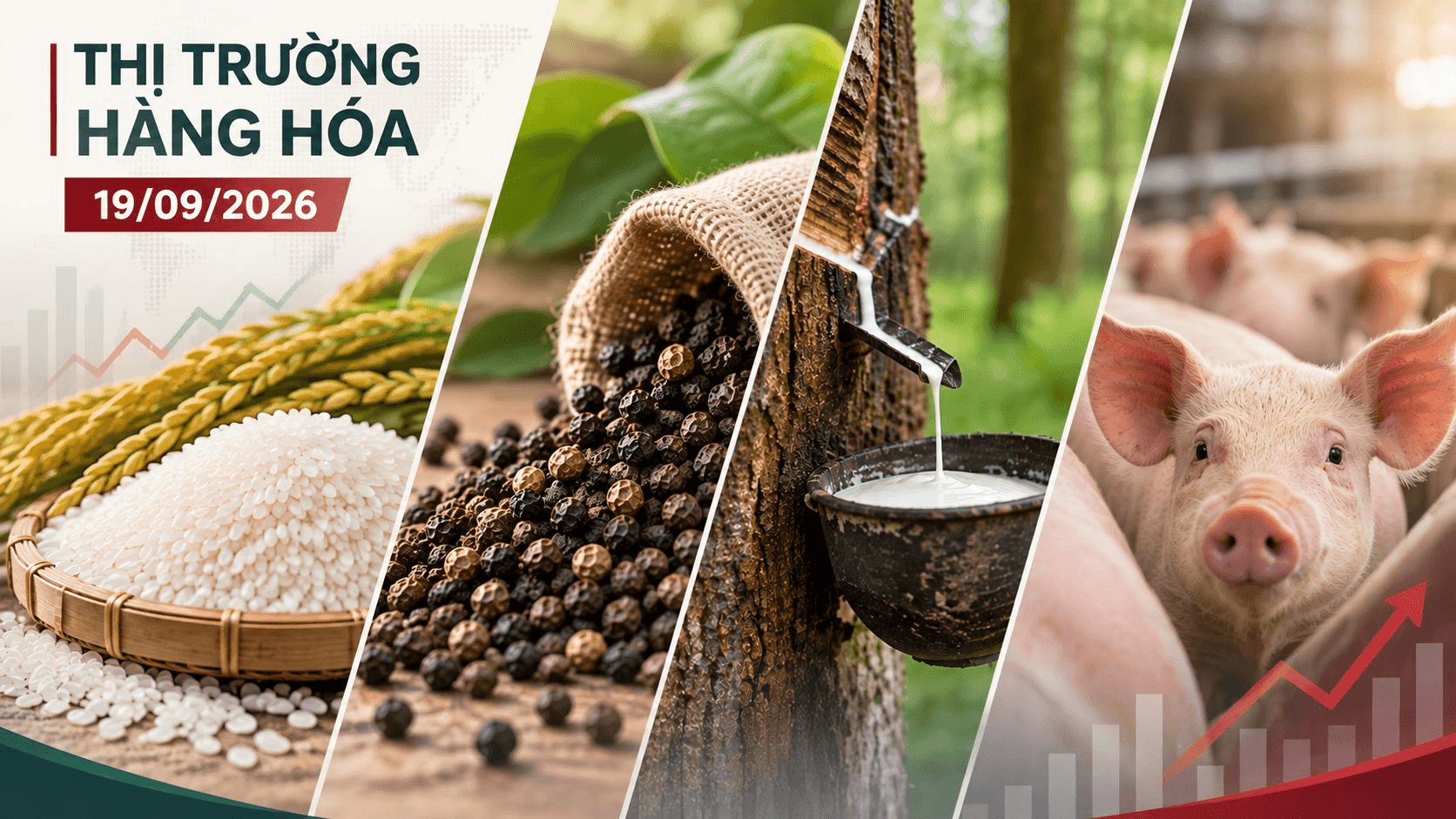 Thị trường hàng hóa ngày 19/9: Heo hơi tiếp đà tăng, gạo nguyên liệu quay đầu giảm
