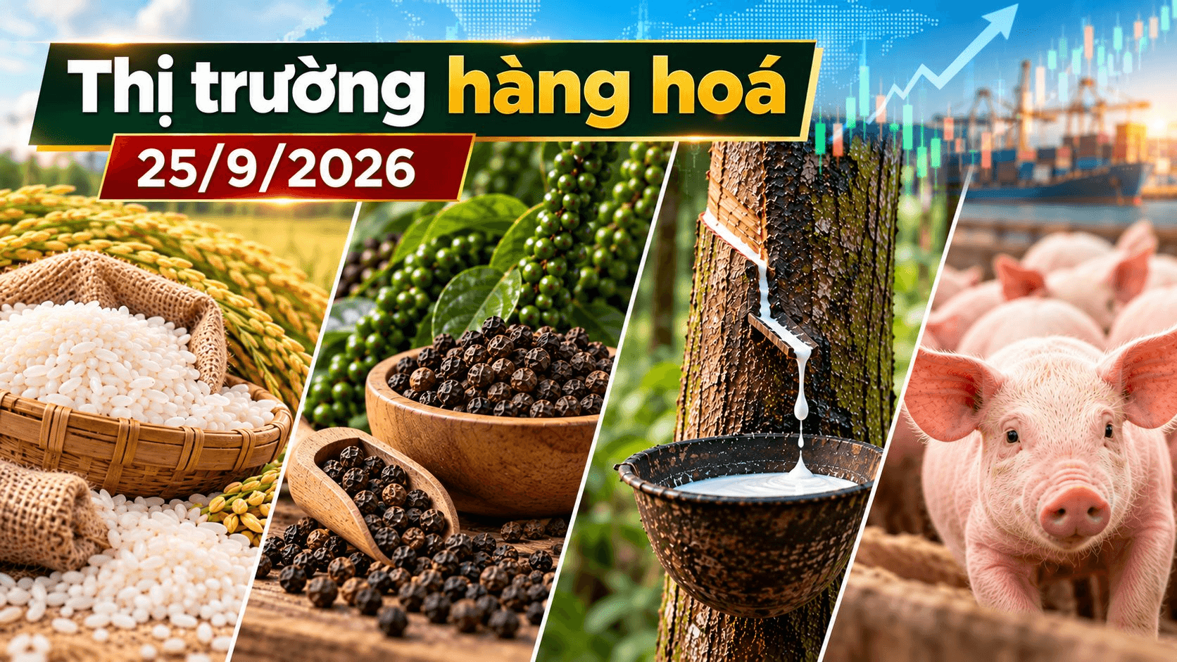 Thị trường hàng hóa ngày 25/9: Cao su nối dài đà tăng, giá tiêu giảm phiên thứ hai liên tiếp