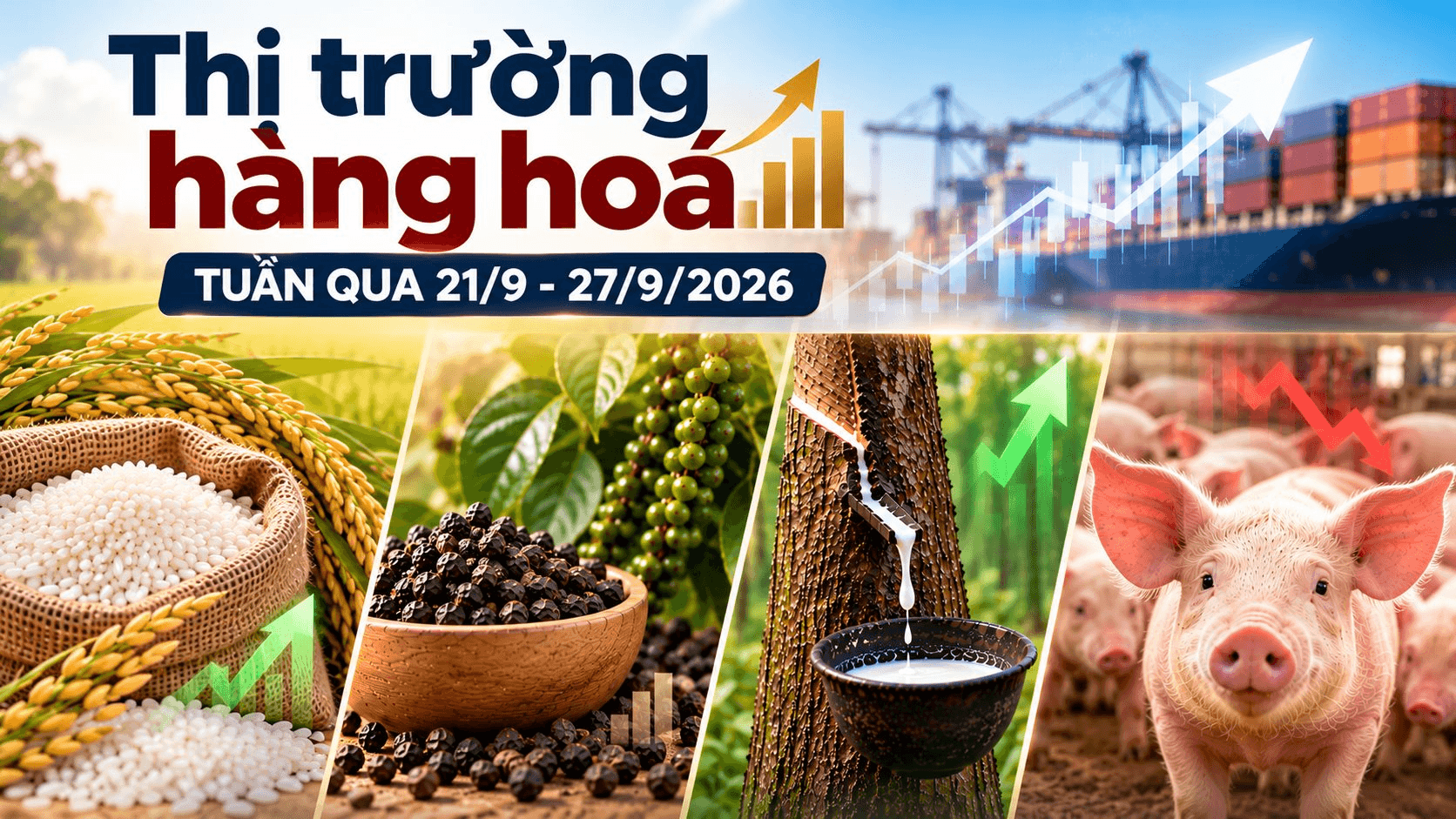 Thị trường hàng hóa tuần qua 21/9 - 27/9: Heo hơi đảo chiều giảm, cao su tăng mạnh