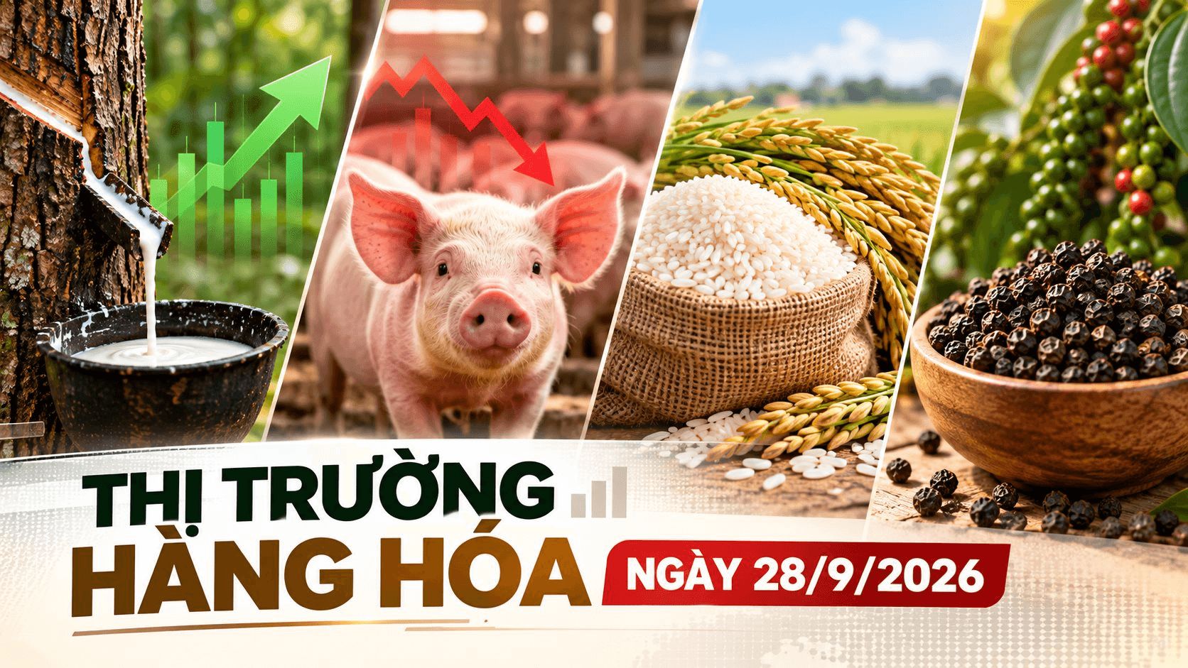 Thị trường hàng hóa ngày 28/9: Cao su tiếp đà khởi sắc, heo hơi hạ nhiệt đầu tuần
