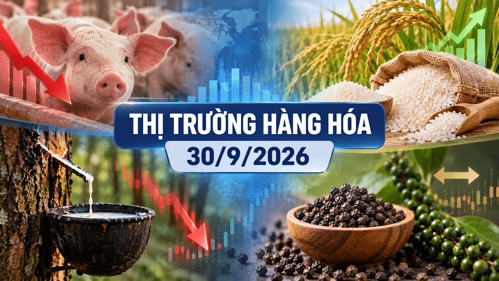 Thị trường hàng hóa ngày 30/9: Heo hơi giảm sâu, cao su đảo chiều đi xuống
