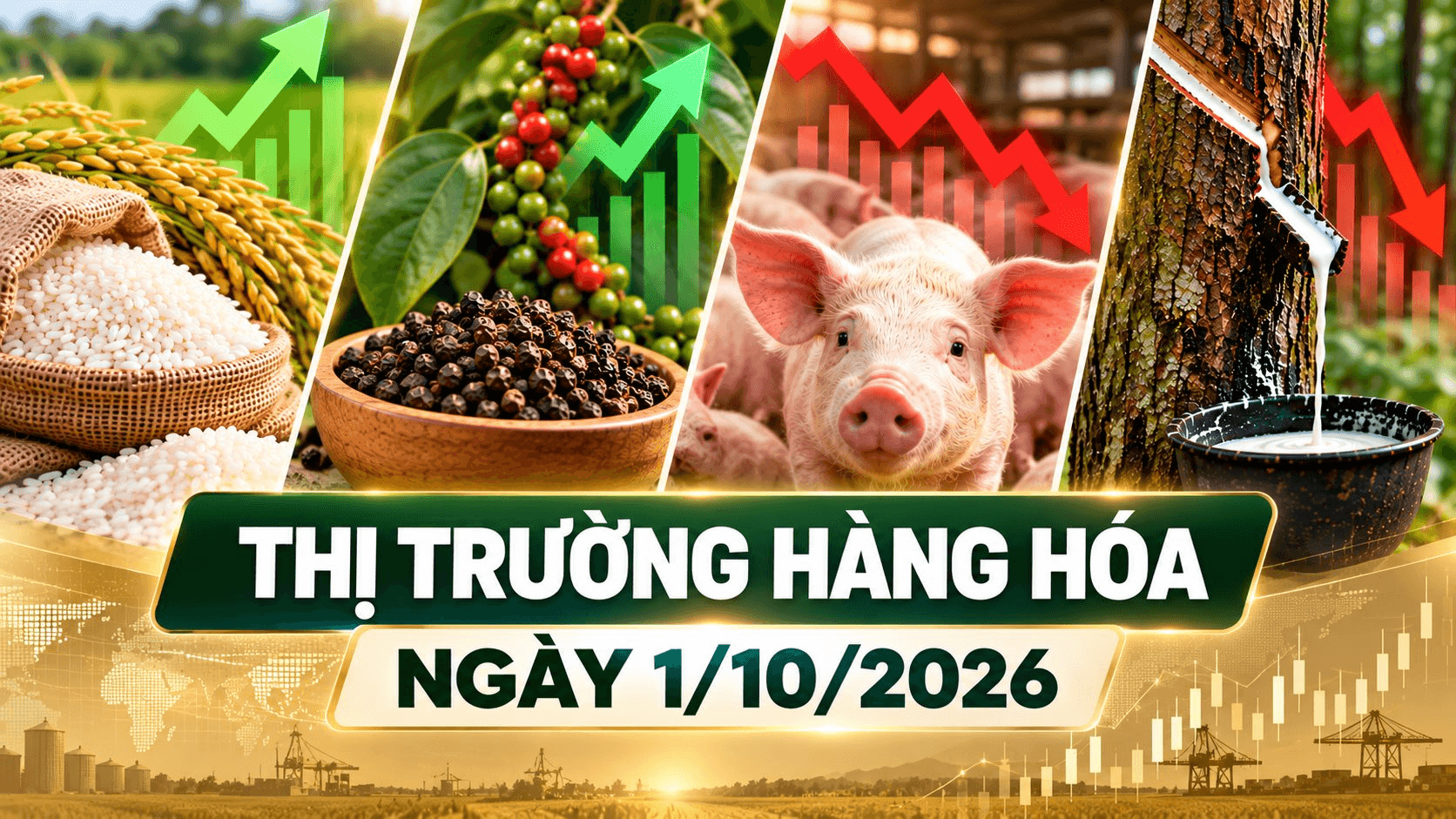 Thị trường hàng hóa ngày 1/10: Giá tiêu bật tăng, heo hơi tiếp tục giảm sâu