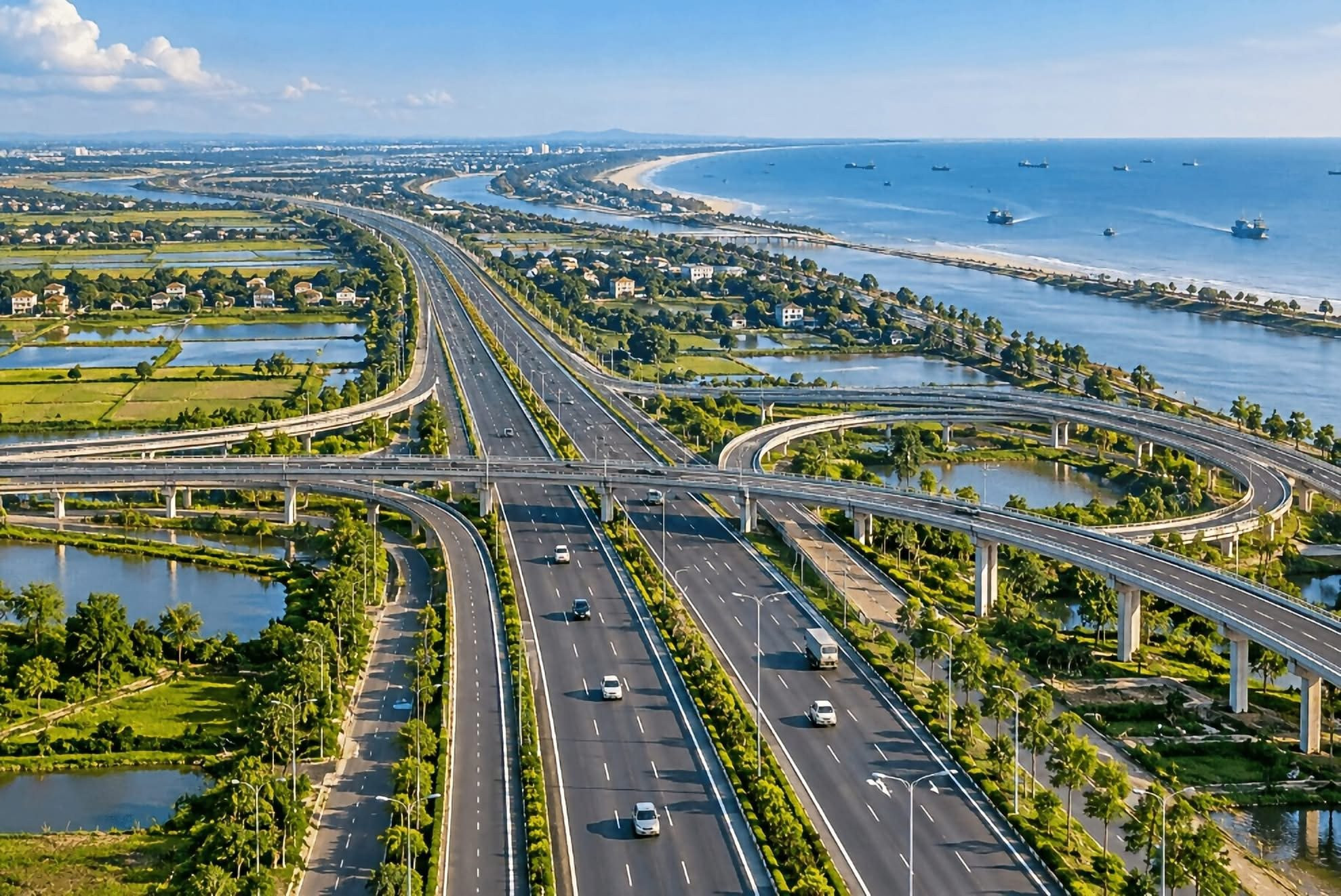 Một tuyến đại lộ được quy hoạch rộng gấp 4 đường băng sân bay, nối thẳng thành phố giàu nhất miền Bắc ra biển, rút ngắn thời gian di chuyển không quá 1 giờ