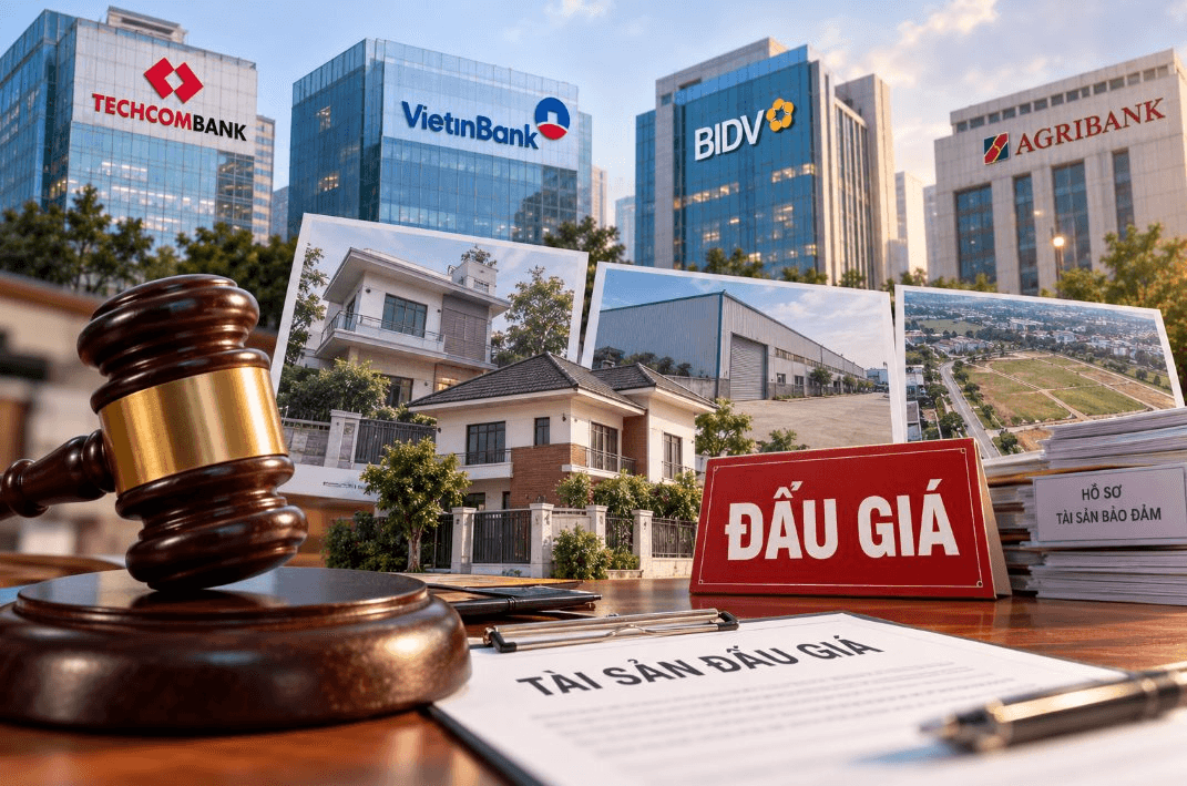 Ngân hàng tăng tốc xử lý nợ, loạt bất động sản trị giá hàng chục tỷ đồng được ra đấu giá