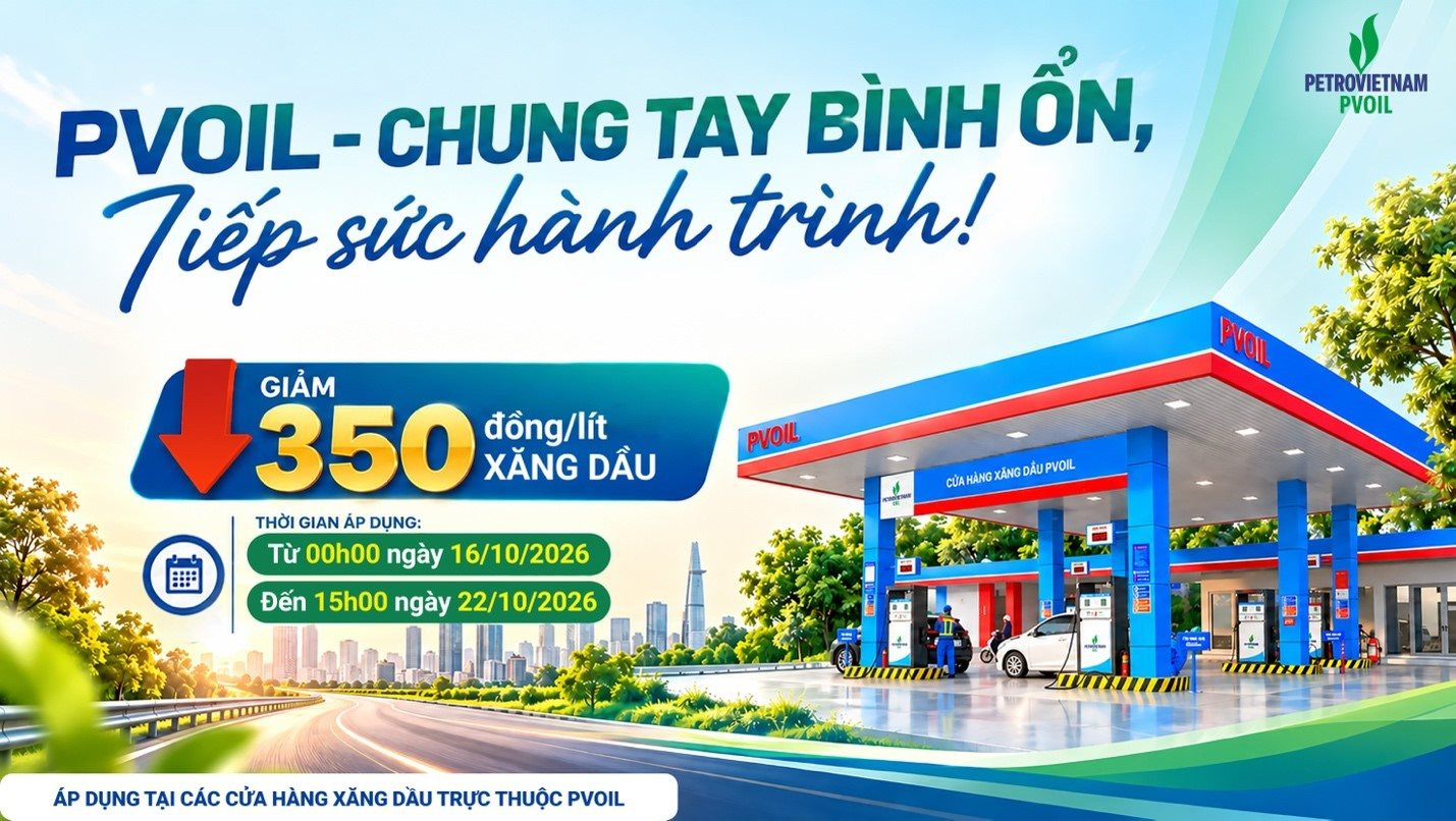PVOIL giảm giá 350 đồng/lít xăng dầu tại 1.100 cửa hàng trên toàn quốc