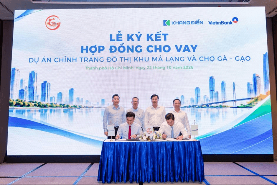 Khang Điền ký hợp đồng vay Viettinbank cho dự án chỉnh trang đô thị khu Mả Lạng và Chợ Gà – Gạo
